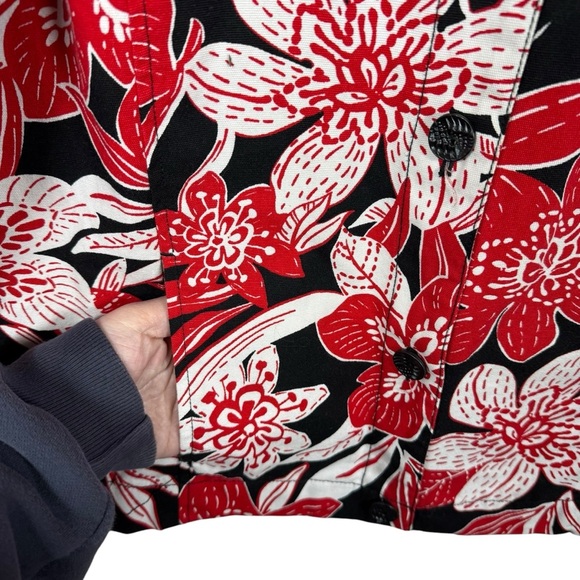 VINTAGE Drapers & Damons Oversized Floral Chore Jacket Black/Red/White M - Picture 6 of 8